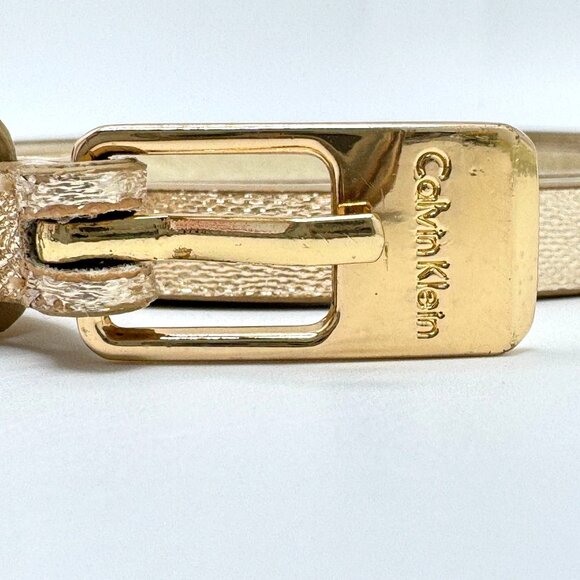 Calvin Klein Gold Tone Buckle For Women 37" - 41" Woven Textured Leather - Picture 2 of 6